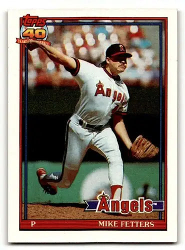 Original gloss 1991 Topps Mike Fetters California Angels baseball card image
