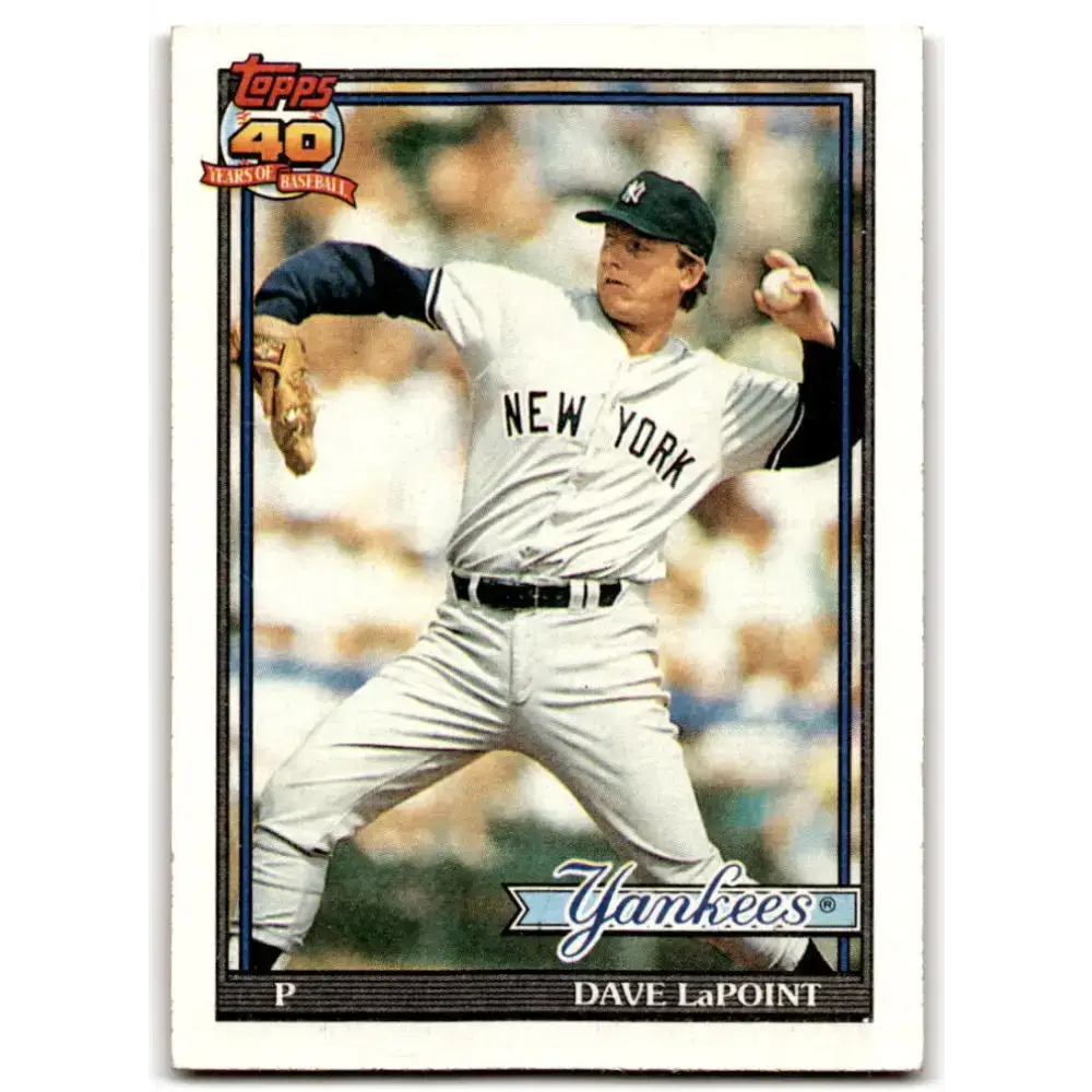 1991 Topps #484 Dave LaPoint NM-MT New York Yankees Baseball Card - Baseball Card Single