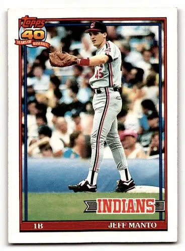 Original gloss Jeff Manto Cleveland baseball card from 1991 Topps #488 Manto Cleveland Indians