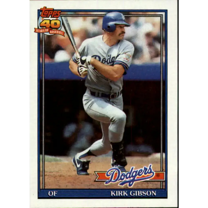 1991 Topps #490 Kirk Gibson NM-MT Los Angeles Dodgers Baseball Card - Baseball Card Single