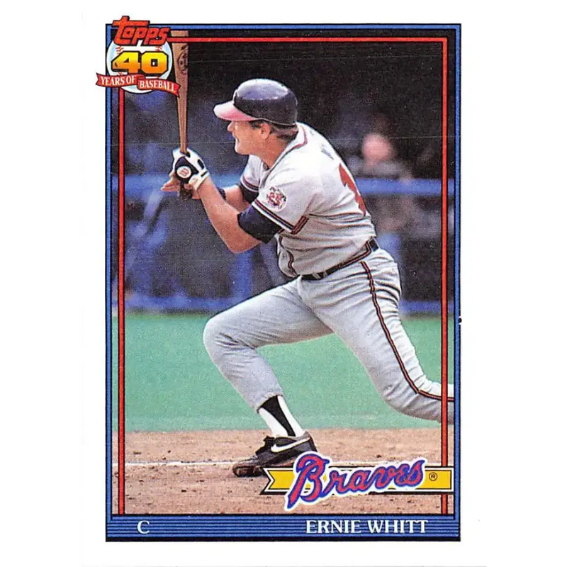 1991 Topps #492 Ernie Whitt NM-MT Atlanta Braves Baseball Card - Baseball Card Single