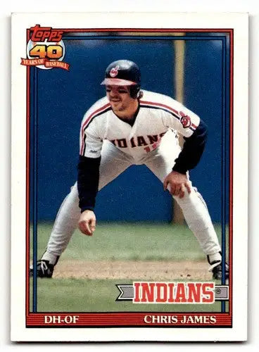 1991 Topps Chris James Cleveland Indians baseball card, perfect for collectors