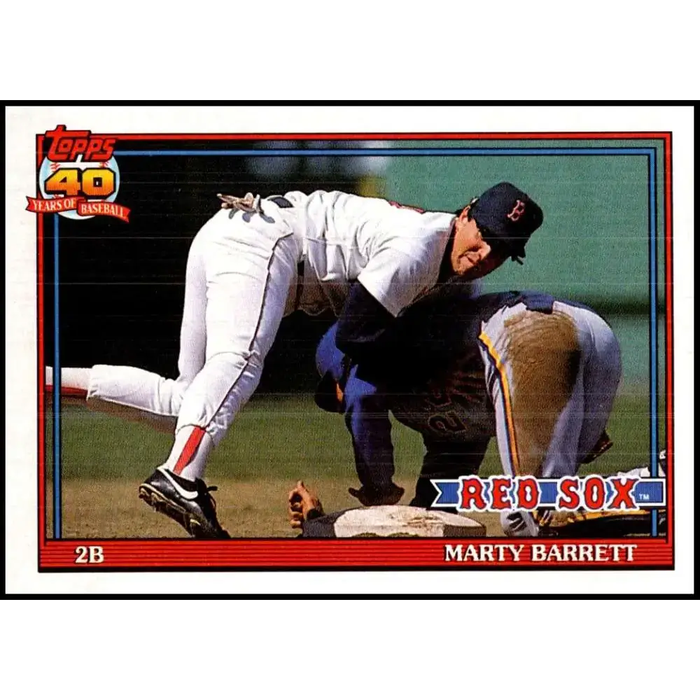 1991 Topps #496 Marty Barrett NM-MT Boston Red Sox Baseball Card - Baseball Card Single