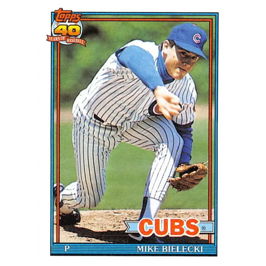 1991 Topps #501 Mike Bielecki NM-MT Chicago Cubs Baseball Card - Baseball Card Single