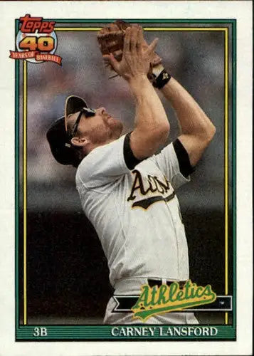 1991 Topps #502 Carney Lansford NM-MT Athletics - Baseball Card Single