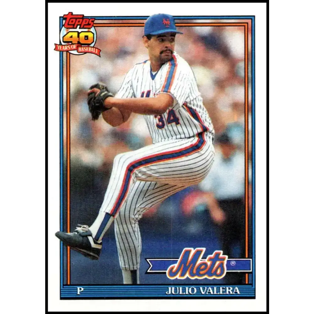 1991 Topps #504 Julio Valera NM-MT New York Mets Baseball Card - Baseball Card Single