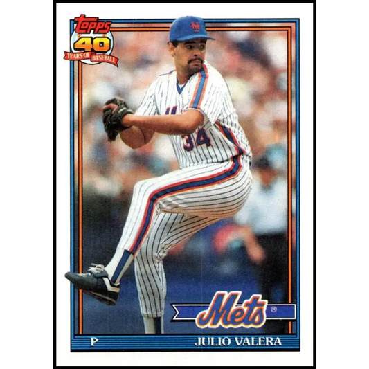 1991 Topps #504 Julio Valera NM-MT New York Mets Baseball Card - Baseball Card Single