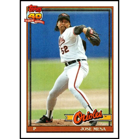 1991 Topps #512 Jose Mesa NM-MT Baltimore Orioles Baseball Card - Baseball Card Single