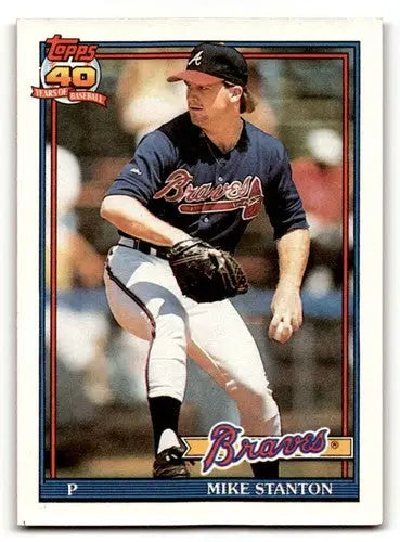 Original gloss 1991 Topps Mike Stanton Atlanta Braves baseball card display