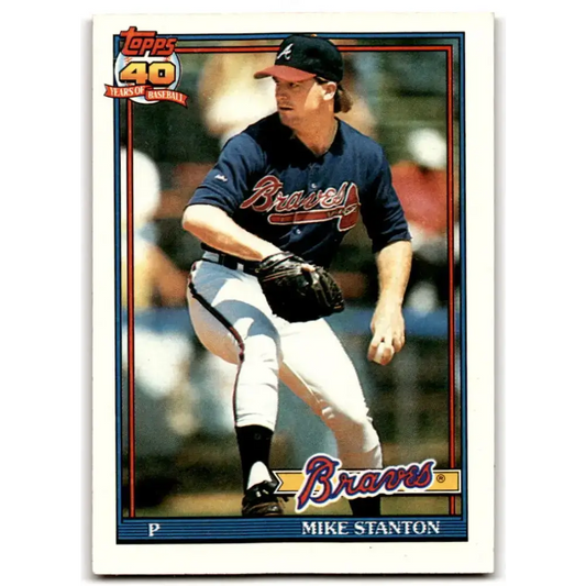 1991 Topps #514 Mike Stanton NM-MT Atlanta Braves Baseball Card - Baseball Card Single