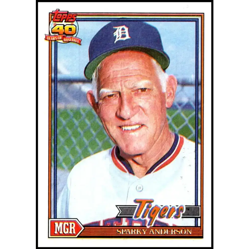 1991 Topps #519 Sparky Anderson NM-MT Detroit Tigers Baseball Card - Baseball Card Single