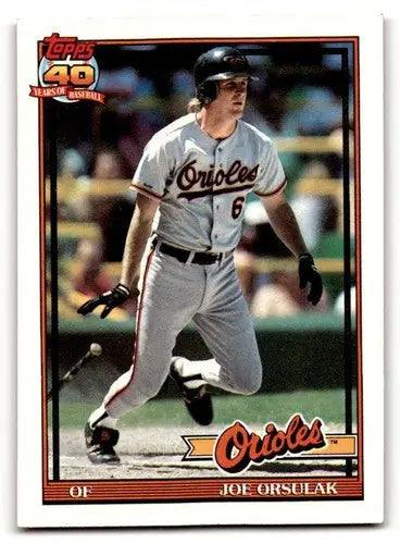 Baseball card of Joe Orsulak Baltimore Orioles from 1991 Topps series