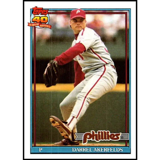 1991 Topps #524 Darrel Akerfelds NM-MT Philadelphia Phillies Baseball Card - Baseball Card Single