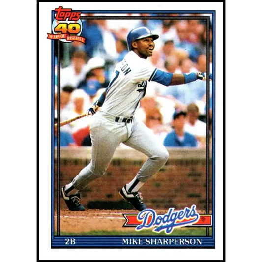 1991 Topps #53 Mike Sharperson NM-MT Los Angeles Dodgers Baseball Card - Baseball Card Single