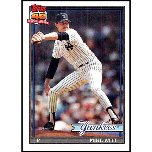 1991 Topps #536 Mike Witt NM-MT New York Yankees Baseball Card - Baseball Card Single