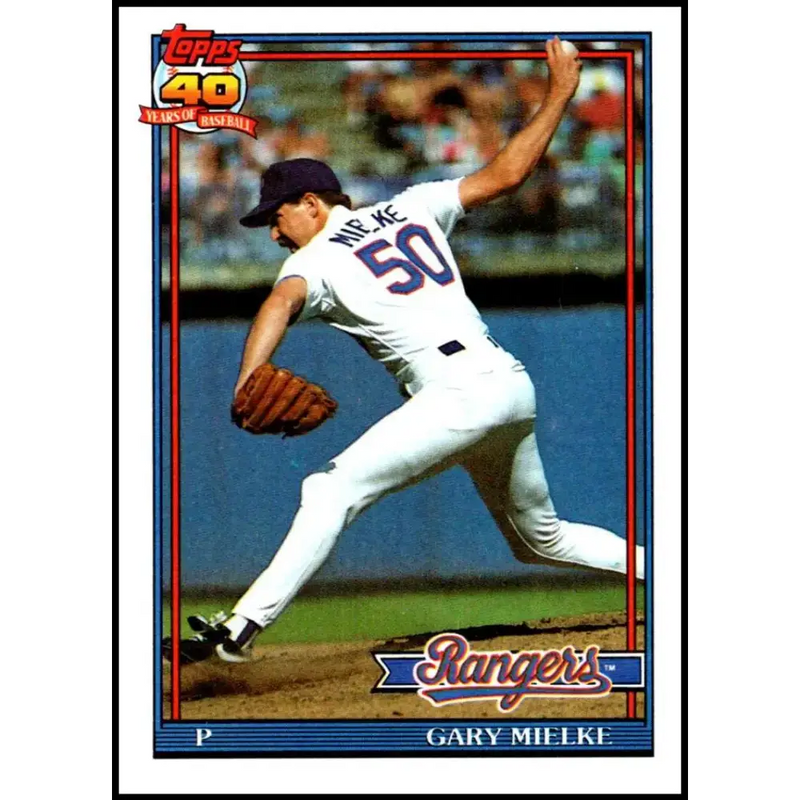 1991 Topps #54 Gary Mielke NM-MT Texas Rangers Baseball Card - Baseball Card Single