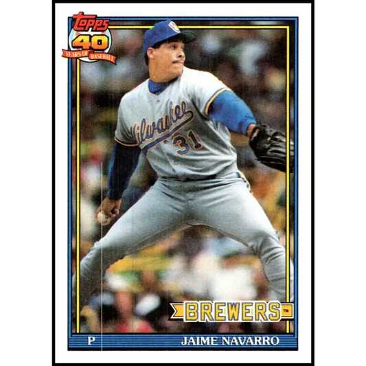 1991 Topps #548 Jaime Navarro NM-MT Milwaukee Brewers Baseball Card - Baseball Card Single
