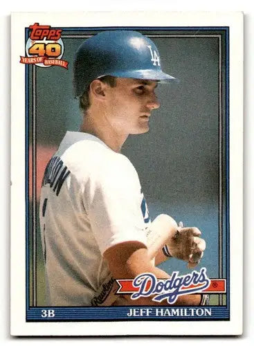 Original gloss Jeff Hamilton Los Angeles Dodgers baseball card 1991 Topps #552