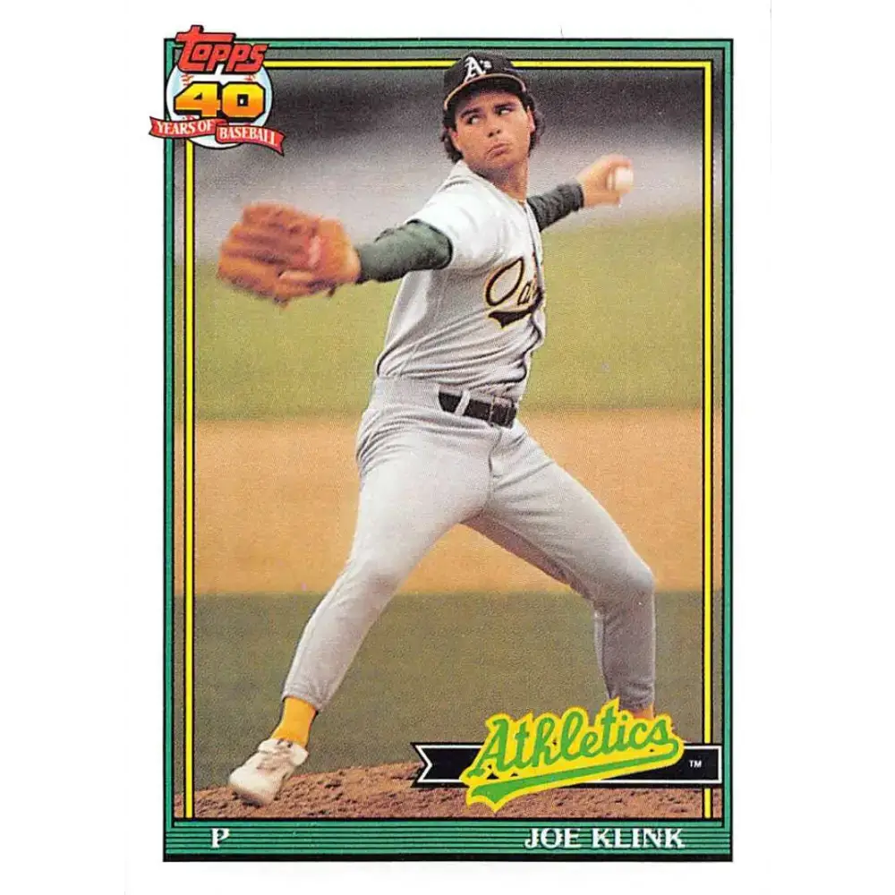 1991 Topps #553 Joe Klink NM-MT Oakland Athletics Baseball Card - Baseball Card Single