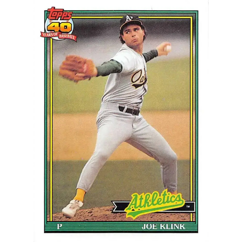 1991 Topps #553 Joe Klink NM-MT Oakland Athletics Baseball Card - Baseball Card Single