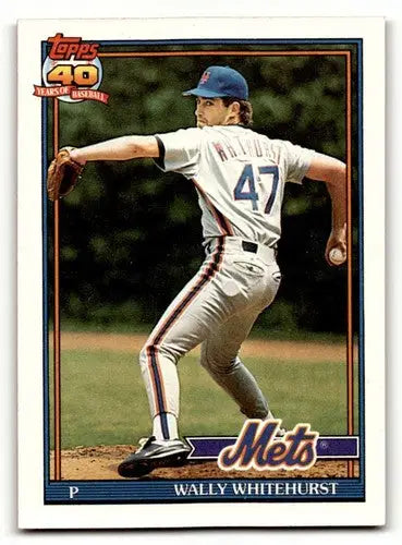 Original gloss Wally Whitehurst Mets baseball card from 1991 Topps #557