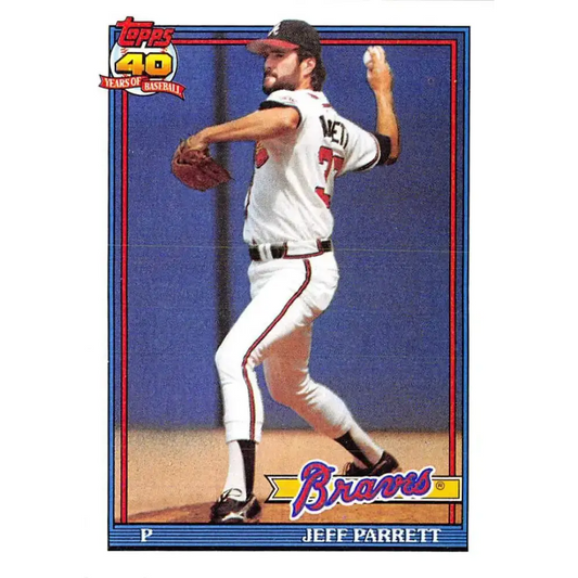 1991 Topps #56 Jeff Parrett NM-MT Atlanta Braves Baseball Card - Baseball Card Single