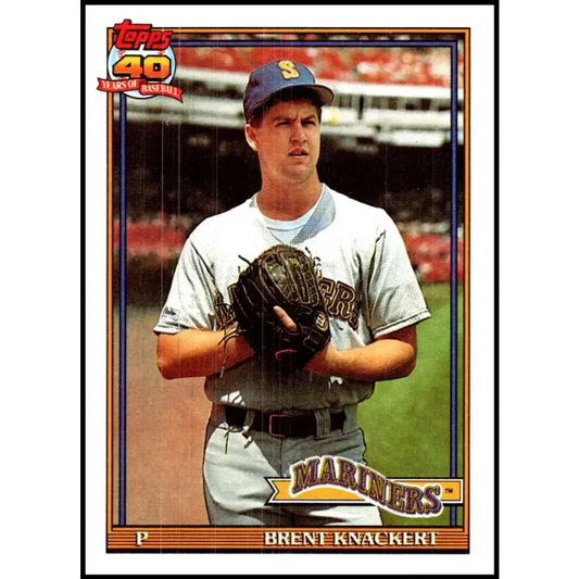 1991 Topps #563 Brent Knackert NM-MT Seattle Mariners Baseball Card - Baseball Card Single