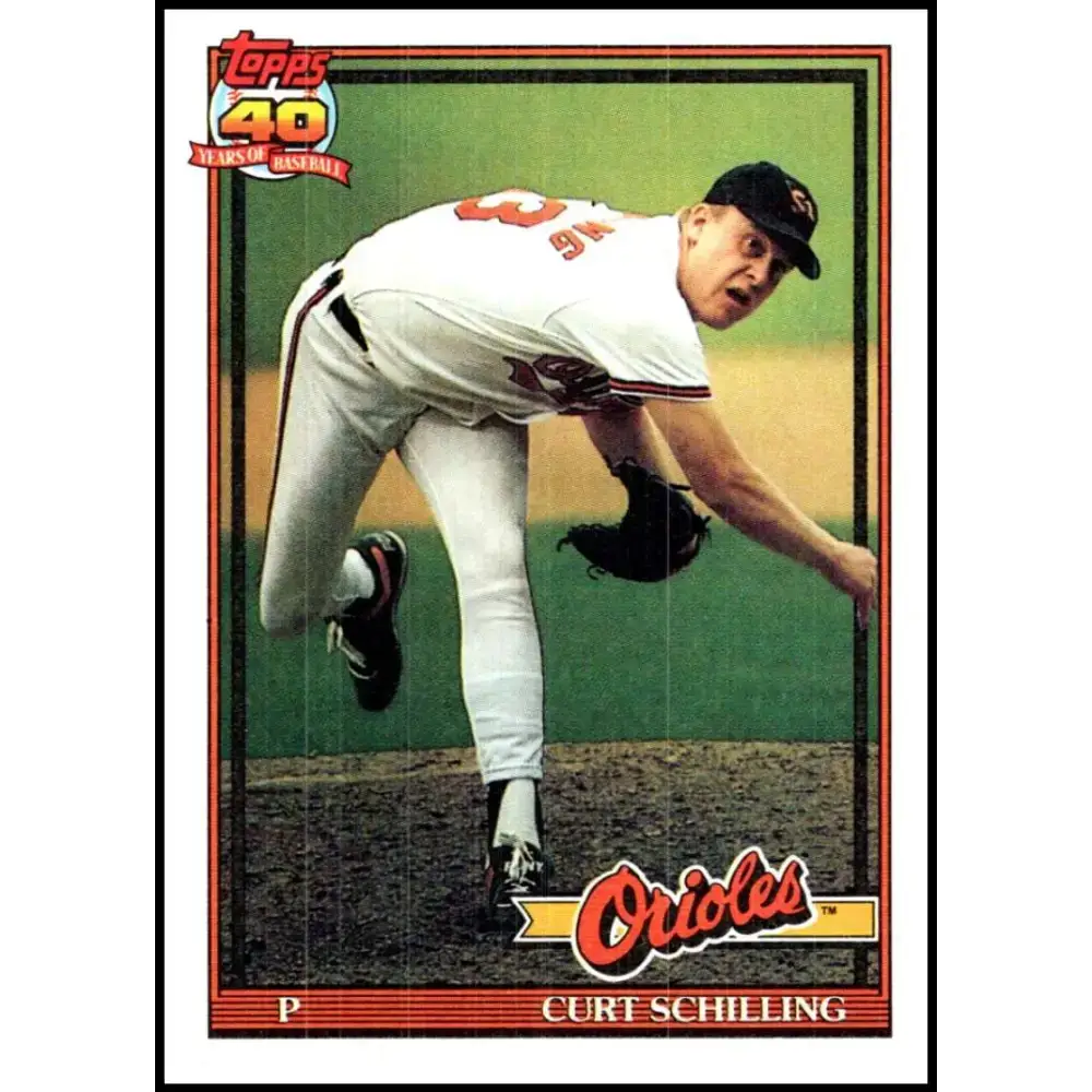 1991 Topps #569 Curt Schilling NM-MT Baltimore Orioles Baseball Card - Baseball Card Single