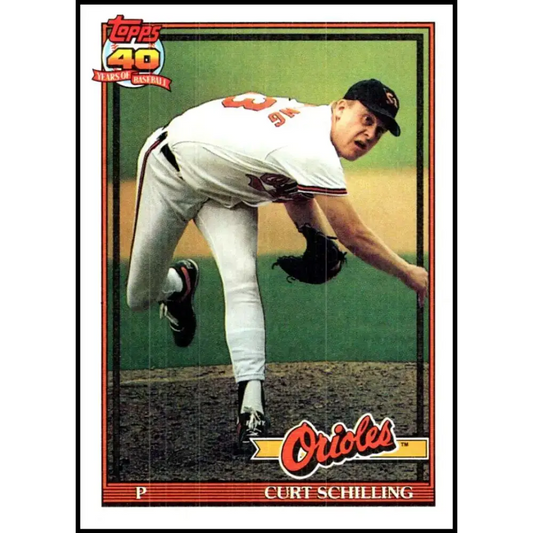1991 Topps #569 Curt Schilling NM-MT Baltimore Orioles Baseball Card - Baseball Card Single