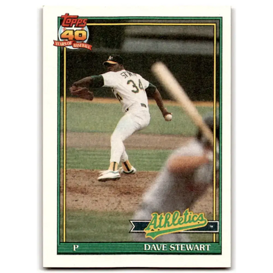 1991 Topps #580 Dave Stewart NM-MT Oakland Athletics Baseball Card - Baseball Card Single