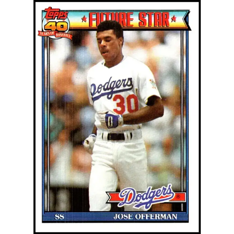 1991 Topps #587 Jose Offerman NM-MT Los Angeles Dodgers Baseball Card - Baseball Card Single