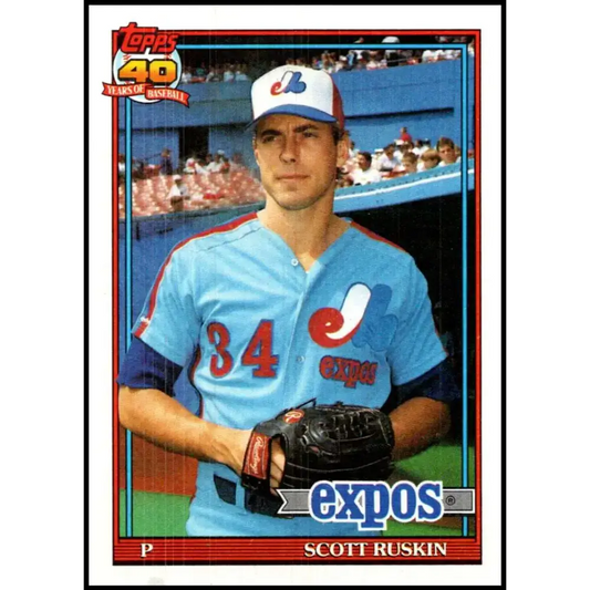 1991 Topps #589 Scott Ruskin NM-MT Montreal Expos Baseball Card - Baseball Card Single