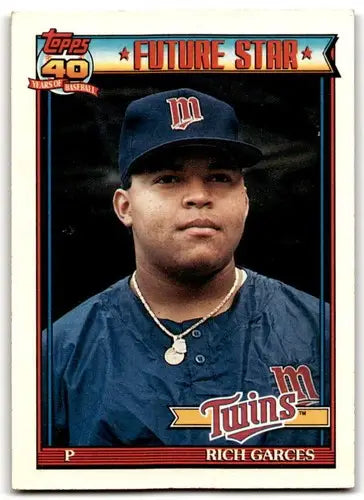 1991 Topps #594 Rich Garces EX/NM RC Rookie Twins ID:43324 - Baseball Card Single