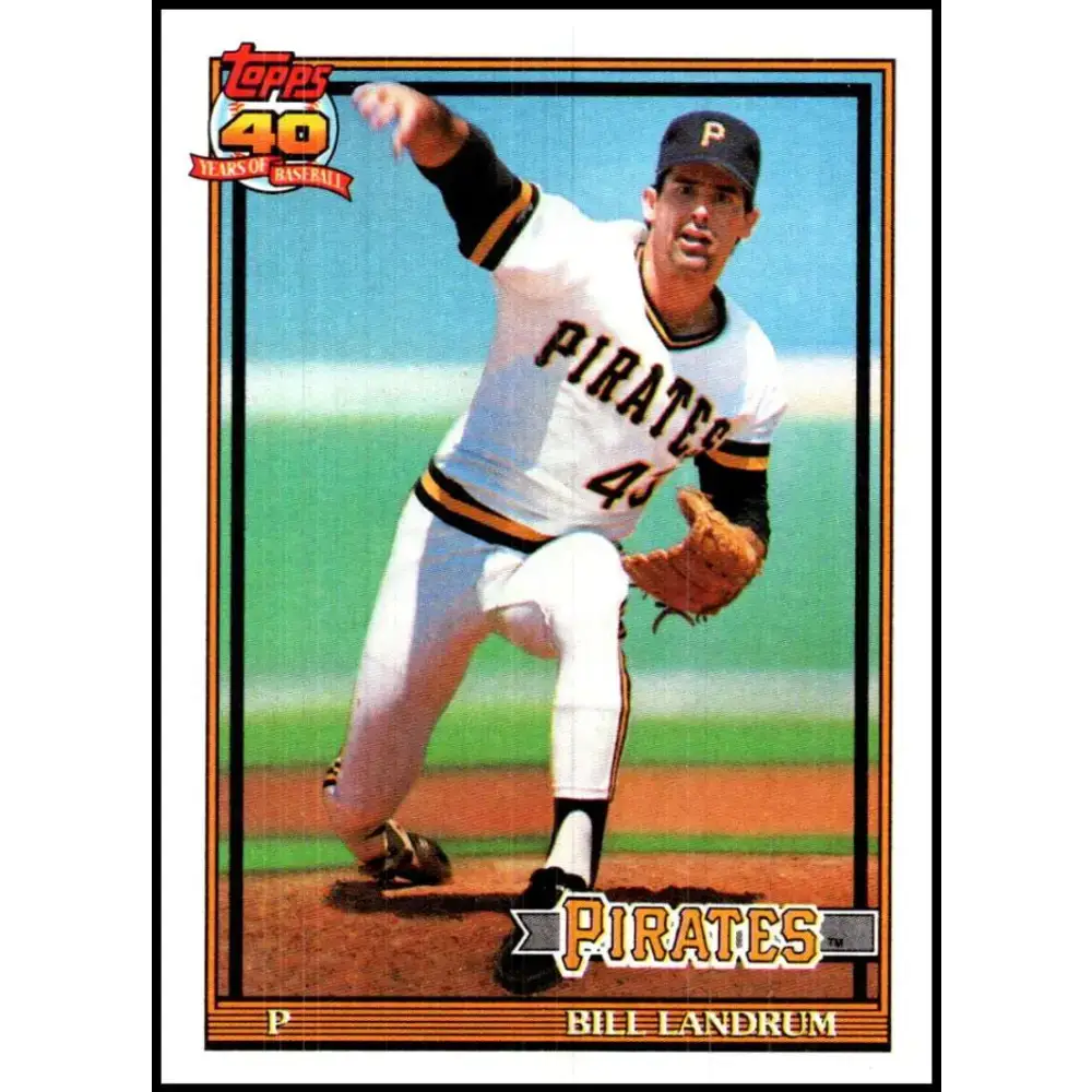 1991 Topps #595 Bill Landrum NM-MT Pittsburgh Pirates Baseball Card - Baseball Card Single