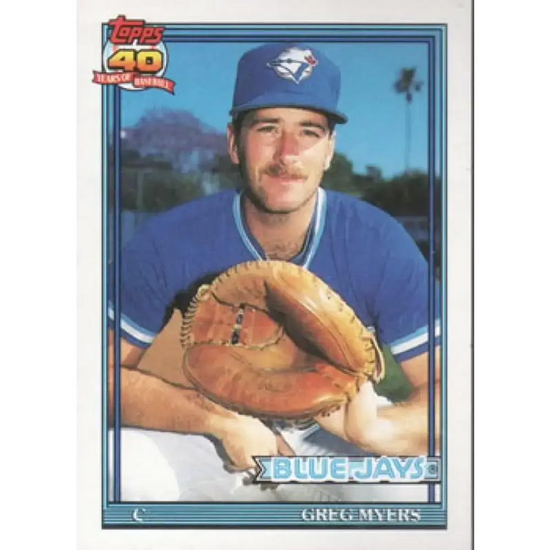 1991 Topps #599 Greg Myers NM-MT Toronto Blue Jays Baseball Card - Baseball Card Single