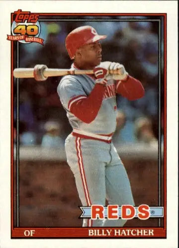 Original gloss Billy Hatcher baseball card from 1991 Topps #604 Billy Hatcher NM-MT Reds