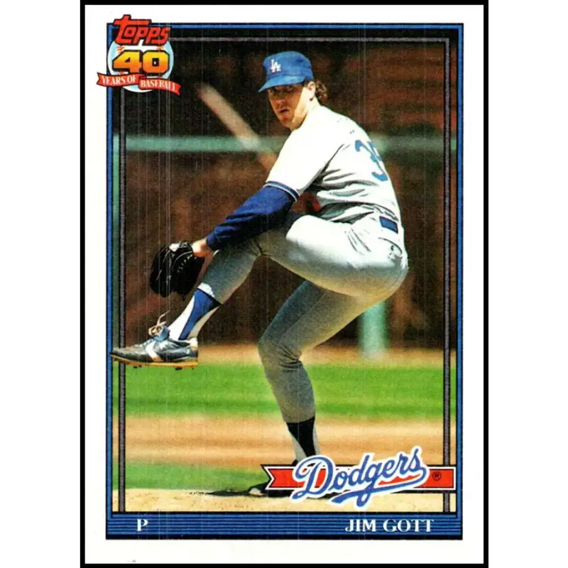 1991 Topps #606 Jim Gott NM-MT Los Angeles Dodgers Baseball Card - Baseball Card Single
