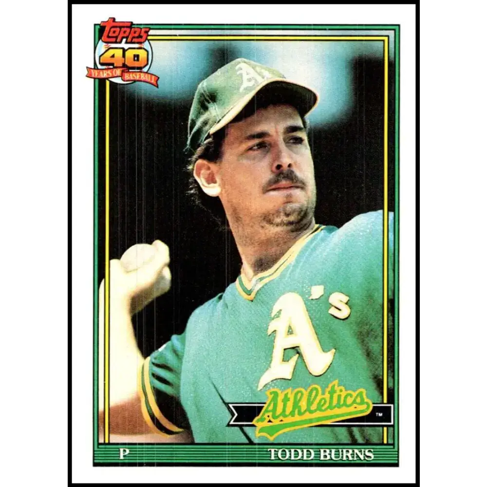 1991 Topps #608 Todd Burns NM-MT Oakland Athletics Baseball Card - Baseball Card Single