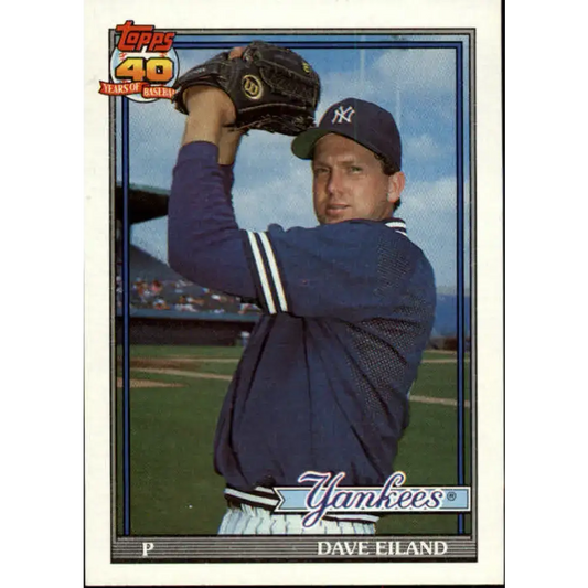 1991 Topps #611 Dave Eiland NM-MT New York Yankees Baseball Card - Baseball Card Single