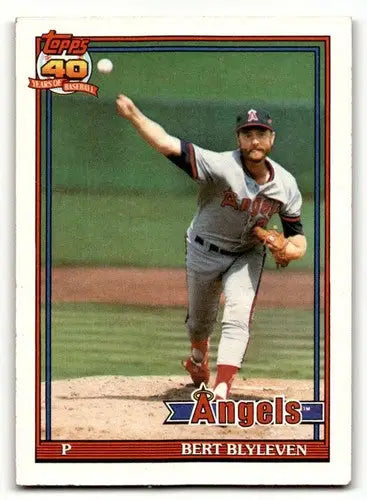 Original gloss 1991 Topps Bert Blyleven California Angels baseball card with Blyleven California Angels