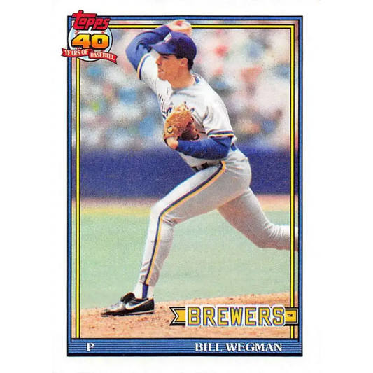 1991 Topps #617 Bill Wegman NM-MT Milwaukee Brewers Baseball Card - Baseball Card Single