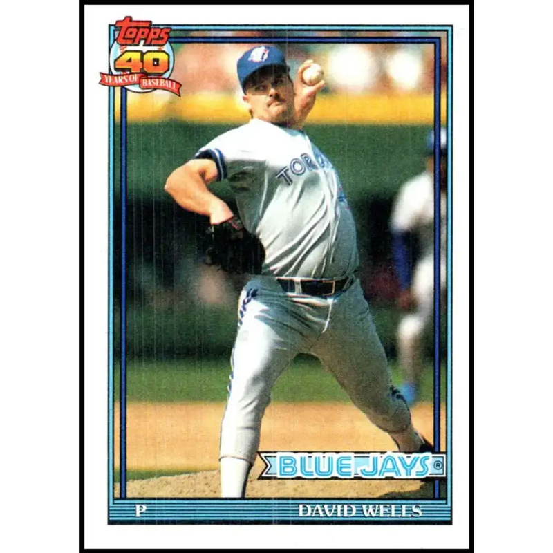 1991 Topps #619 David Wells NM-MT Toronto Blue Jays Baseball Card - Baseball Card Single