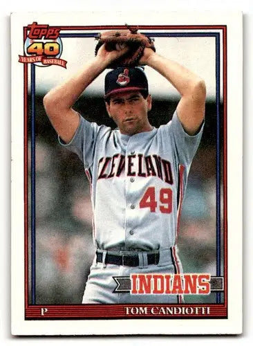 Original gloss 1991 Topps Tom Candiotti Cleveland Indians baseball card image