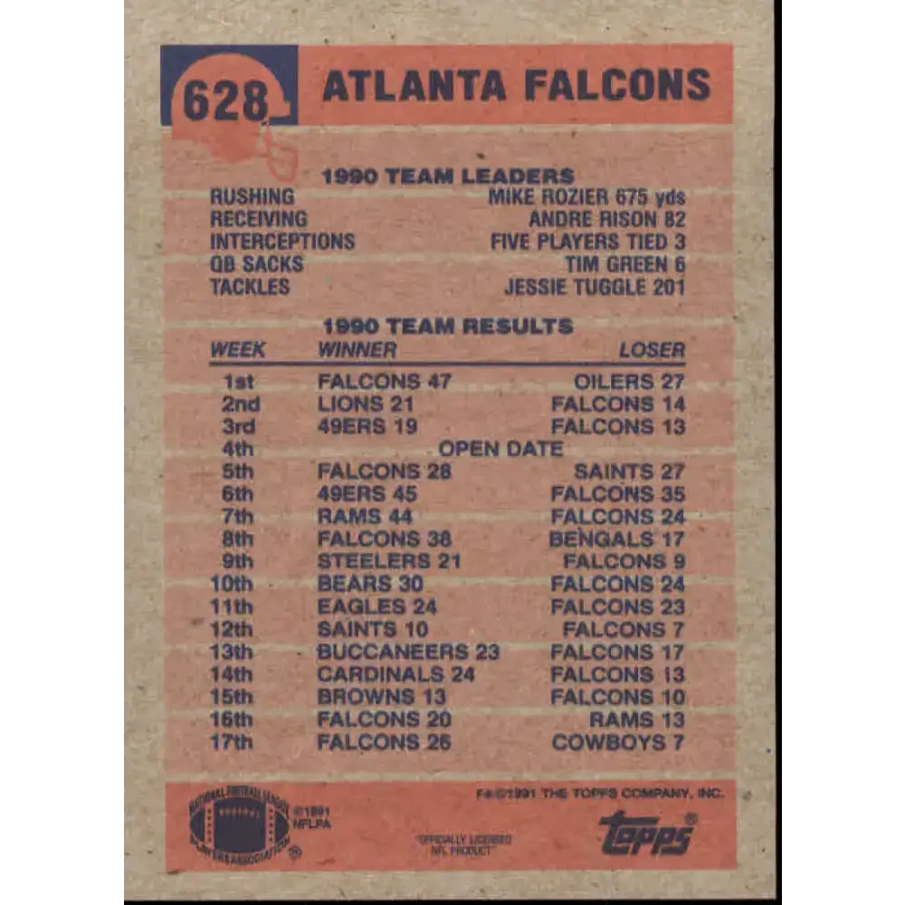 1991 Topps #628 Keith Jones NM-MT Atlanta Falcons Football Card