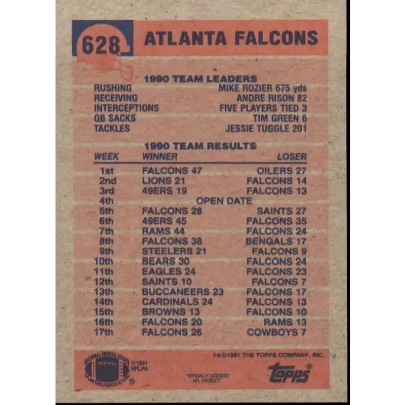 1991 Topps #628 Keith Jones NM-MT Atlanta Falcons Football Card