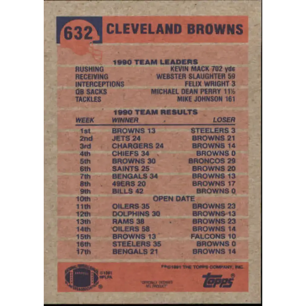 1991 Topps #632 Eric Metcalf NM-MT Cleveland Browns Football Card - Football Card Single