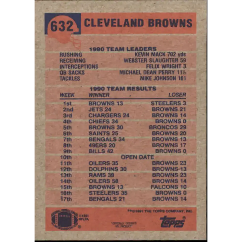 1991 Topps #632 Eric Metcalf NM-MT Cleveland Browns Football Card - Football Card Single