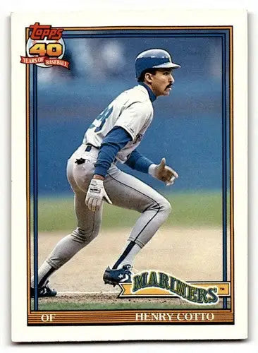 Seattle Mariners baseball card featuring Henry Cotto from 1991 Topps series