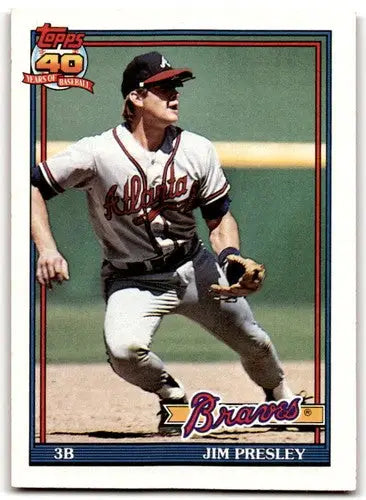 1991 Topps #643 Jim Presley EX/NM Braves ID:43353 - Baseball Card Single