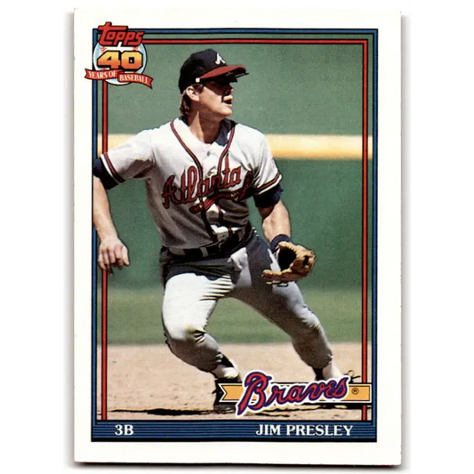 1991 Topps #643 Jim Presley NM-MT Atlanta Braves Baseball Card - Baseball Card Single